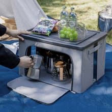 日本霜山 戶外露營用折疊式雙開收納箱(附透明視窗)-3入