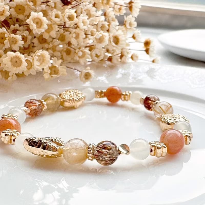 晨曦光語 太陽石手鍊 月光石手鍊 天然水晶手串