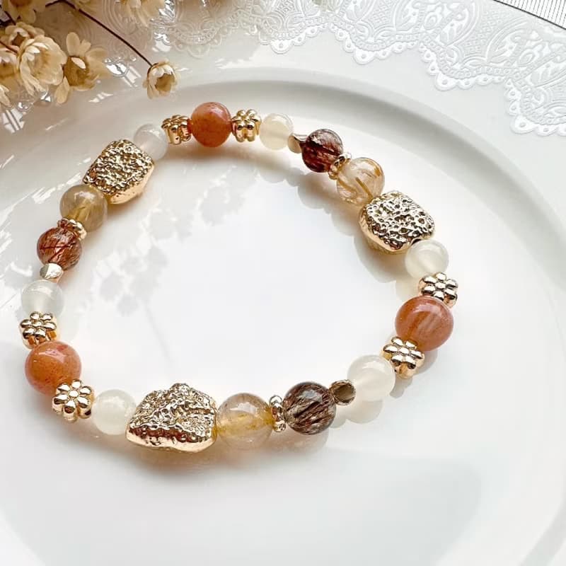 晨曦光語 太陽石手鍊 月光石手鍊 天然水晶手串