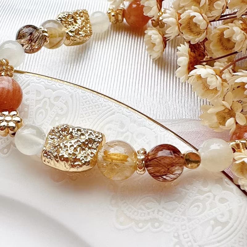 晨曦光語 太陽石手鍊 月光石手鍊 天然水晶手串