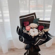Journee巴黎女孩乾燥玫瑰棉花滿天星乾燥花束畢業花束聖誕禮物