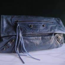 【老時光 OLD-TIME】早期二手老包義大利製BALENCIAGA手拿包(藍色
