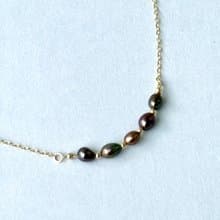 日本黑色 淡水珍珠 項鍊 14KGF 手作 淡水珍珠