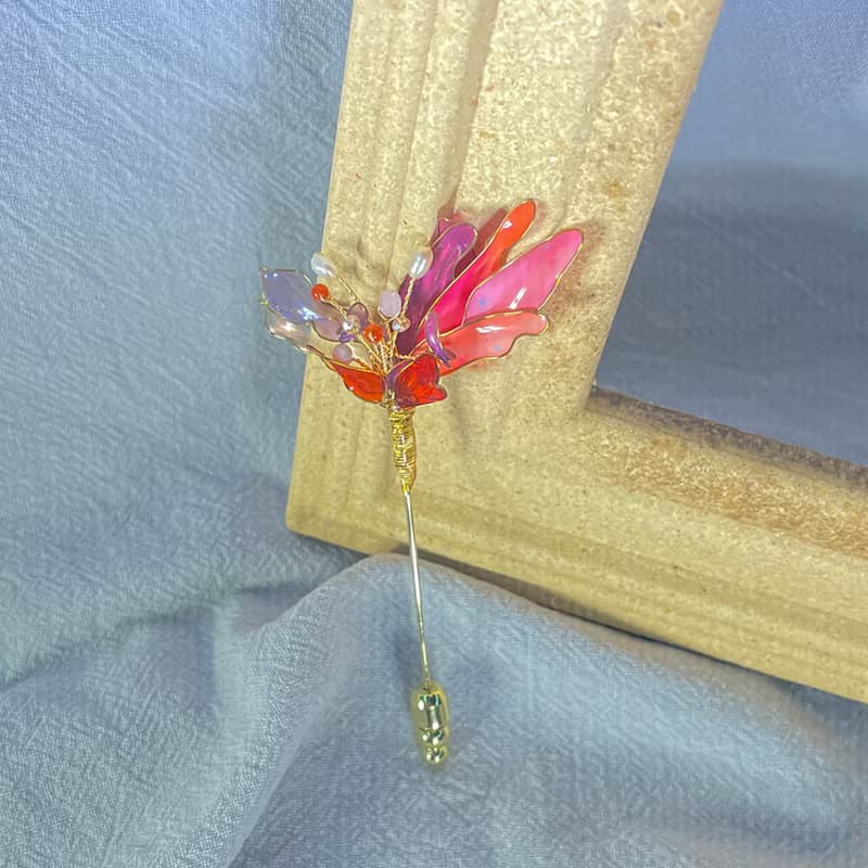 巧遇見心花束-自鎖飾-水晶花胸針-0673