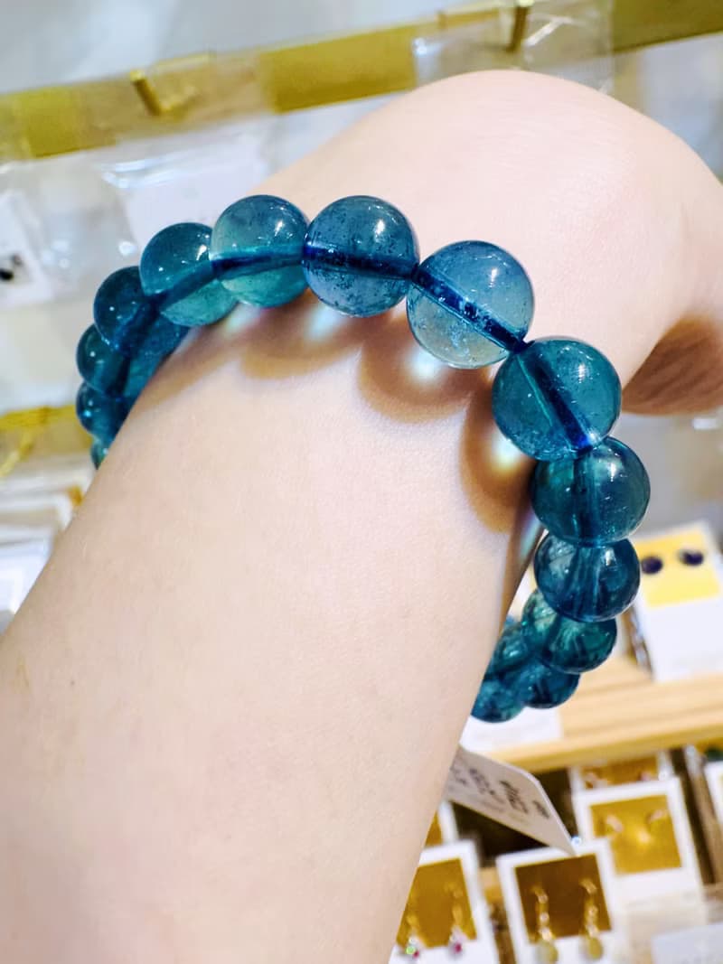 精品濃色海藍海藍寶水晶9mm22.3g平衡情緒減緩壓力提高溝通