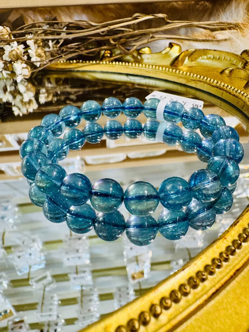 精品濃色海藍海藍寶水晶9mm22.3g平衡情緒減緩壓力提高溝通