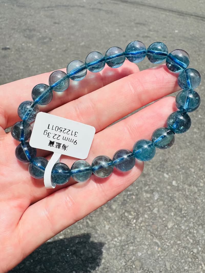 精品濃色海藍海藍寶水晶9mm22.3g平衡情緒減緩壓力提高溝通