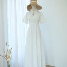 Off white polo dress Maxi party wedding bridesmaid dress dark white dress