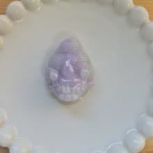 冰膠細糯紫羅蘭底帶黃翡精工三角金蟾|天然緬甸玉A貨翡翠