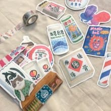 防水特大貼紙-招牌與零嘴 台灣味 復古 行李箱貼紙