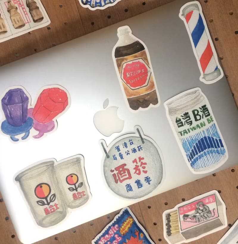防水特大貼紙-招牌與零嘴 台灣味 復古 行李箱貼紙