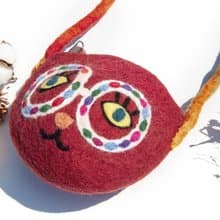 悠遊卡套 羊毛氈化妝包 數位相機包 iphone手機袋 airpods包-貓咪