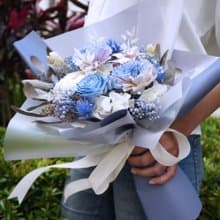 魔力藍乾燥花包裝花束 l 情人節 l 母親節 l 畢業季