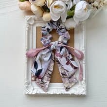 最後現貨-棉布長尾蝴蝶結髮圈大腸圈髮飾-巧克力粉色