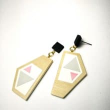 Earring wood Rose01