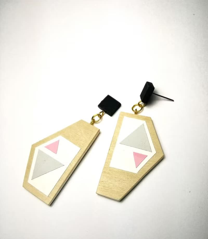 Earring wood Rose01