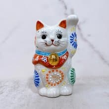 【彩瓷福貓】日本九谷燒招財貓 | 白盛 3.3號