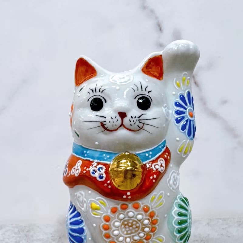 【彩瓷福貓】日本九谷燒招財貓 | 白盛 3.3號