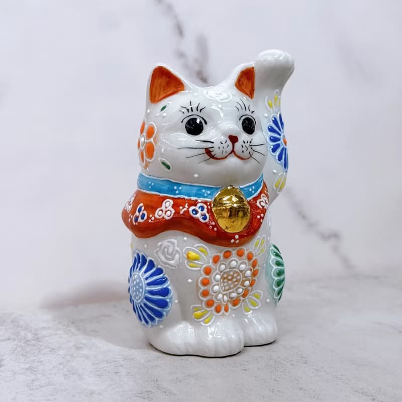 【彩瓷福貓】日本九谷燒招財貓 | 白盛 3.3號