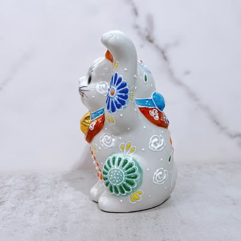 【彩瓷福貓】日本九谷燒招財貓 | 白盛 3.3號