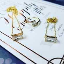 DoriAN方鑽鋯石純銀度18K金項鍊手鍊戒指三件組組合