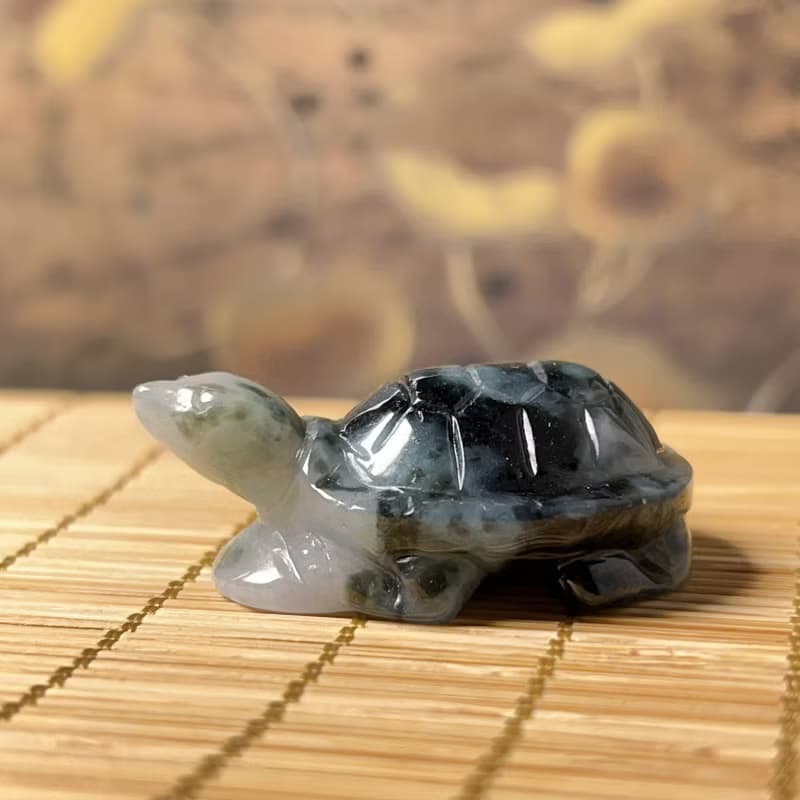 【吉祥‧長壽】飄花翡翠烏龜 | 天然緬甸A貨翡翠 | 送禮