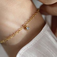 刻花鑲邊單鑽手鍊 醫療鋼鍍18k金 可調節單鑽手鍊