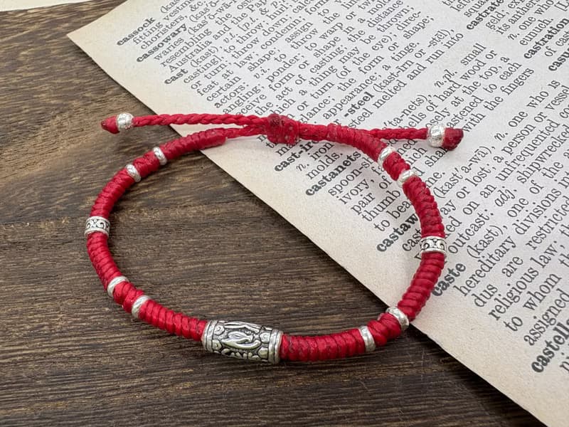 六字箴言 純銀 蠟線編織手鍊 辟邪防小人