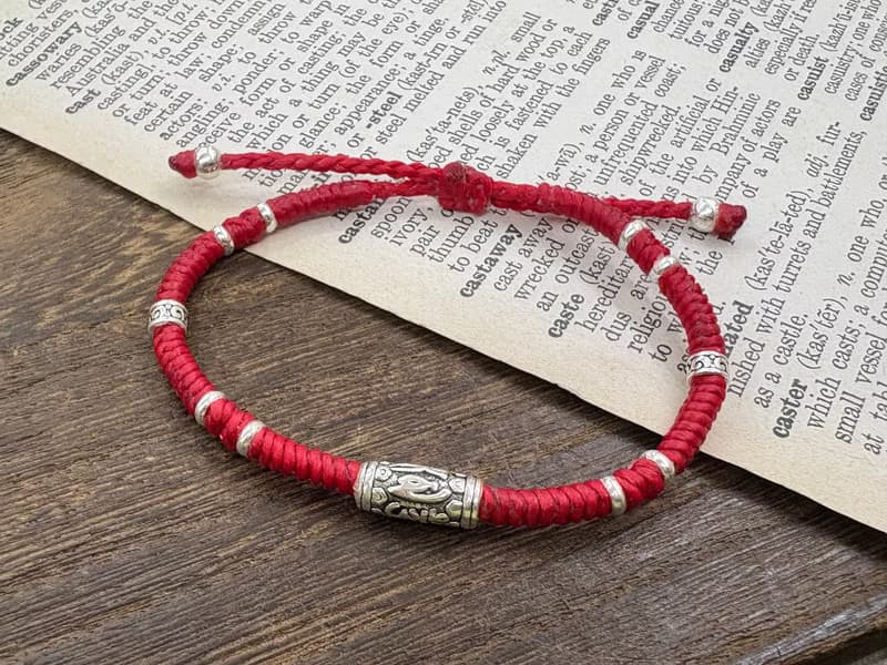 六字箴言 純銀 蠟線編織手鍊 辟邪防小人