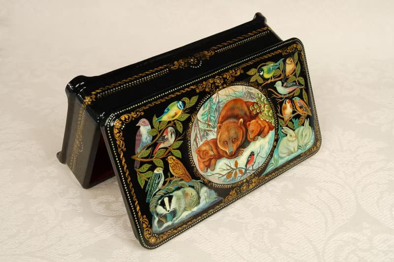 Wildlife lacquer box winter animals decor handmade Christmas Gift Wrapping