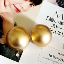 vintage jewelry  簡約霧金半球 夾式耳環