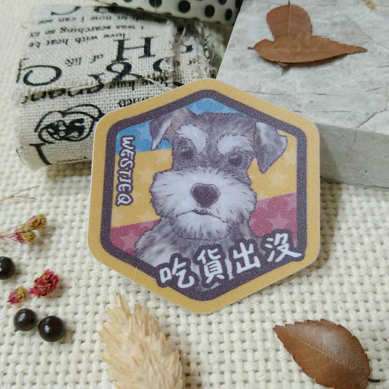 雪納瑞-吃貨出沒-防水車貼-防水貼紙-安全帽貼紙