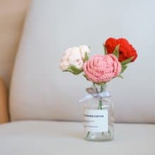 【毛線編織成品】手織玫瑰花 情人節送禮首選