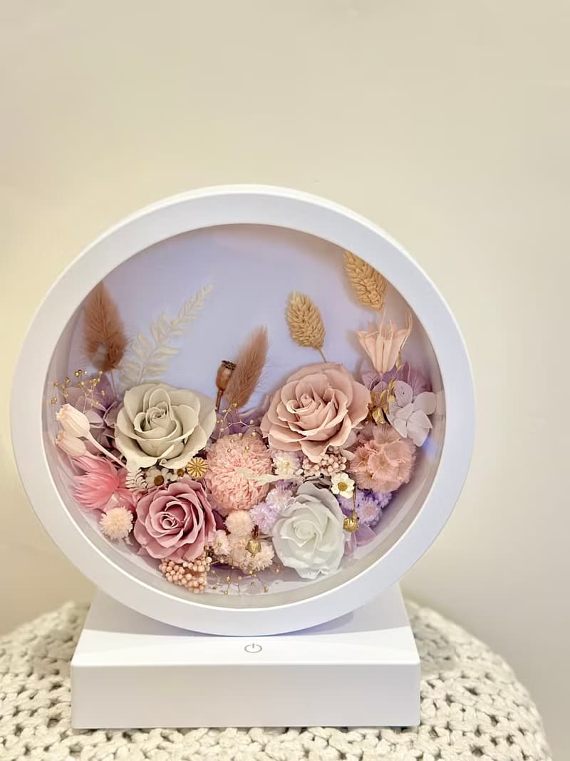 花中精靈 永生花三段觸控氛圍燈/桌燈/檯燈 交換禮物 新年禮物
