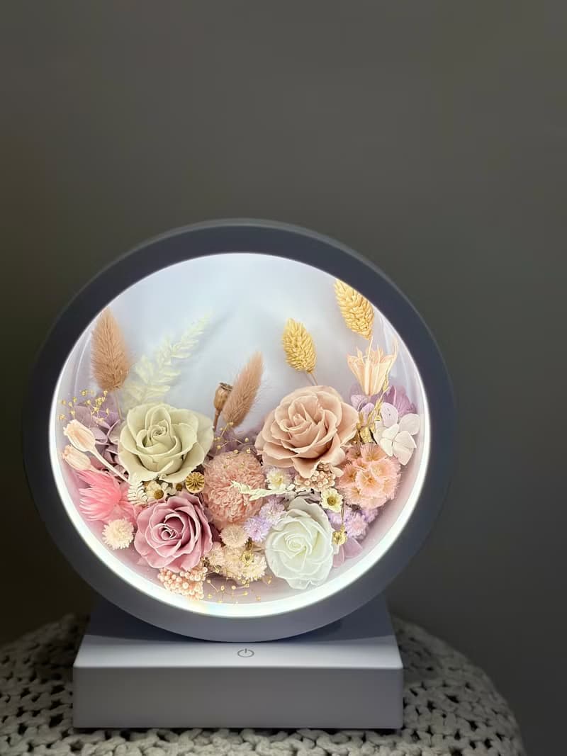 花中精靈 永生花三段觸控氛圍燈/桌燈/檯燈 交換禮物 新年禮物