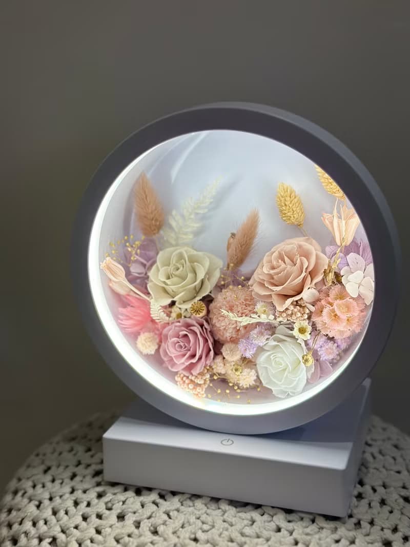 花中精靈 永生花三段觸控氛圍燈/桌燈/檯燈 交換禮物 新年禮物