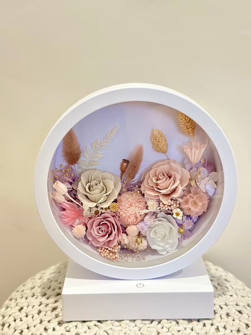 花中精靈 永生花三段觸控氛圍燈/桌燈/檯燈 交換禮物 新年禮物
