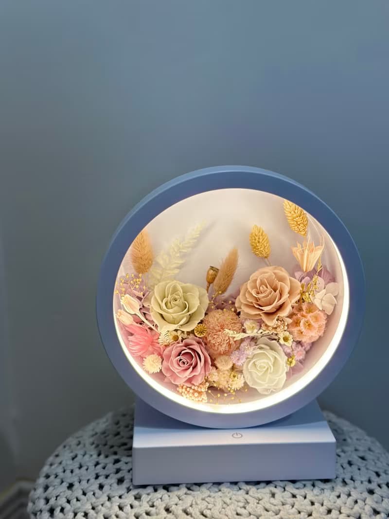 花中精靈 永生花三段觸控氛圍燈/桌燈/檯燈 交換禮物 新年禮物