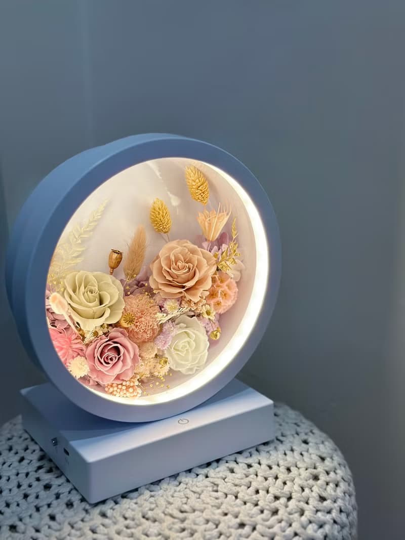 花中精靈 永生花三段觸控氛圍燈/桌燈/檯燈 交換禮物 新年禮物