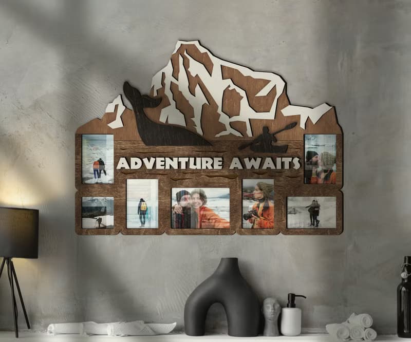 Personalized iceberg wall gallery Custom adventure sign Photo frame collage