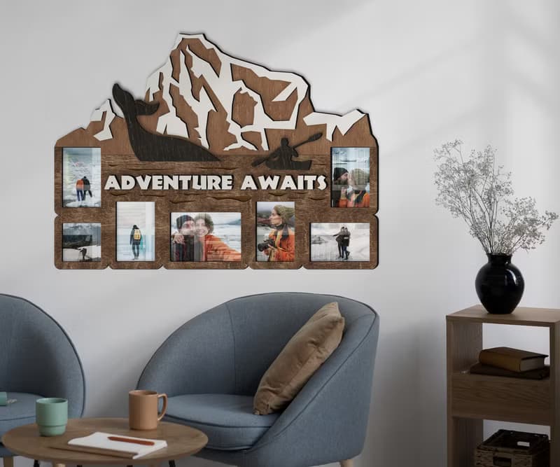 Personalized iceberg wall gallery Custom adventure sign Photo frame collage