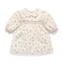 澳洲Purebaby有機棉女童長袖洋裝/童裝裙 12M-5T 米白草莓花