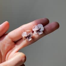 手染漸層粉紫 三色堇耳環 耳針/耳夾