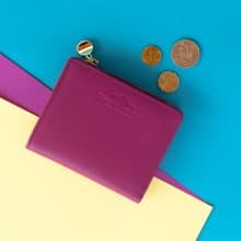 PEONY - SMALL LEATHER SHORT WALLET WITH COIN PURSE-PURPLE