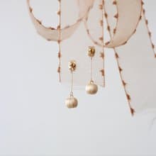 串珠耳飾_果實系列/粉白/beading earing