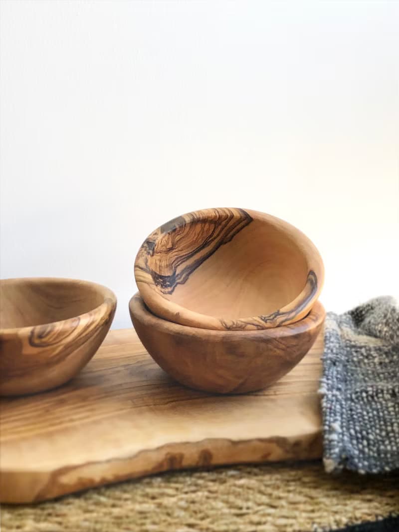 手工橄欖木小皿