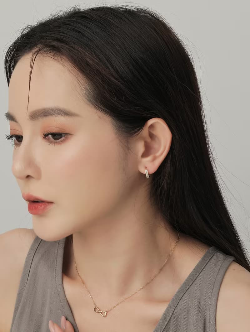 傾心。雙排鑽耳環