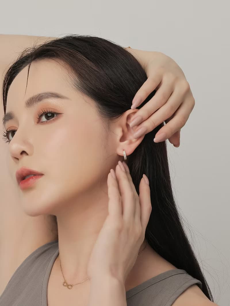 傾心。雙排鑽耳環
