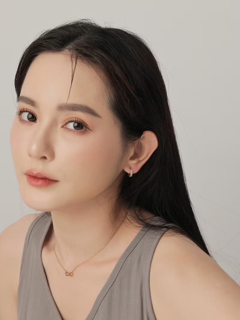 傾心。雙排鑽耳環