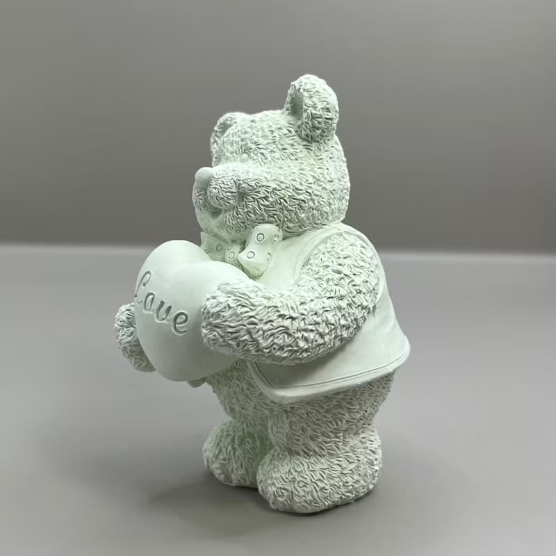 快速出貨 愛心小熊love(綠色) 原木底座系列 搭配永生花瓶